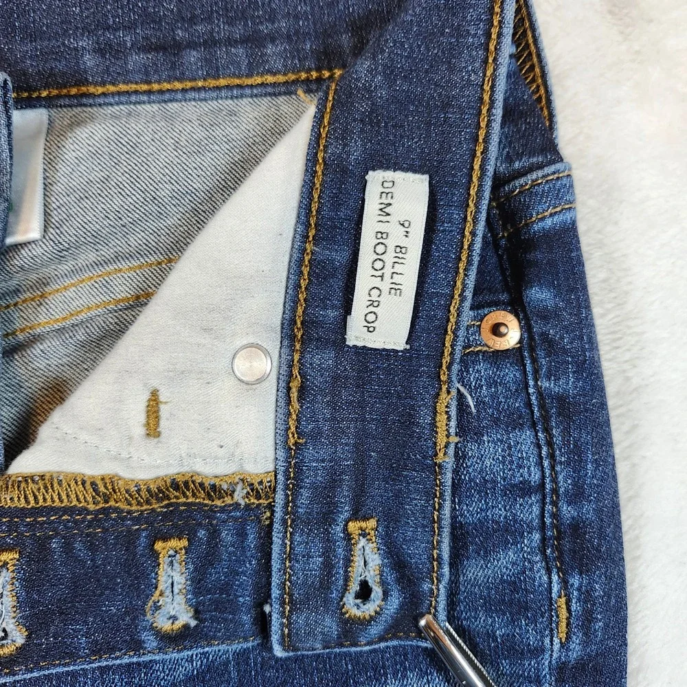 J.Crew Billie Demi Boot Crop Jeans Womens 24 Dark Wash Excellent Button‎ 9